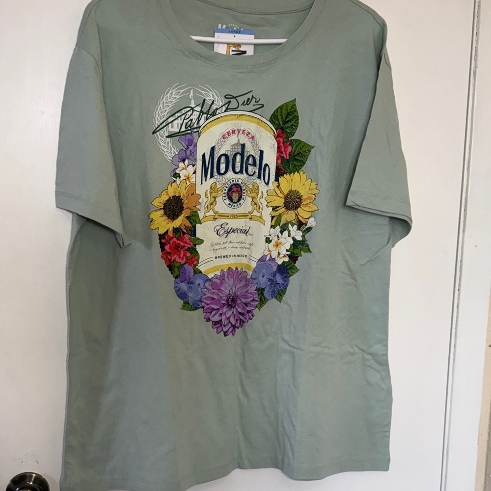 ModelCo Sage Green Modelo Logo Tee women short sleeve
